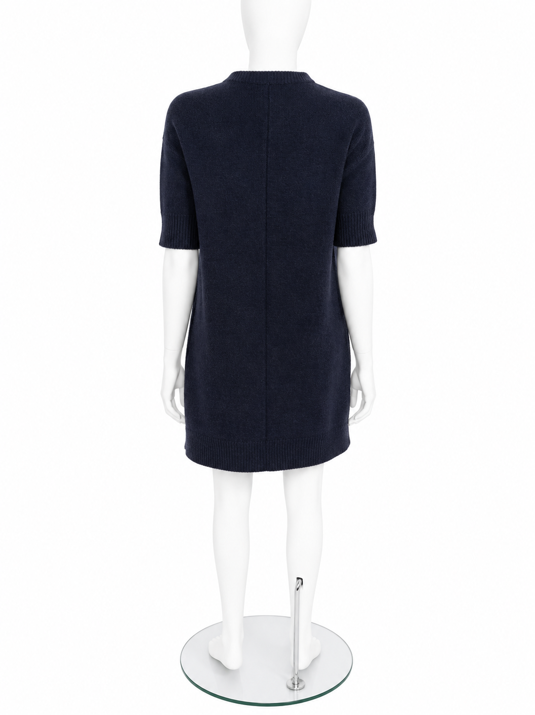 The Row Navy Short Sleeve Cashmere Dress