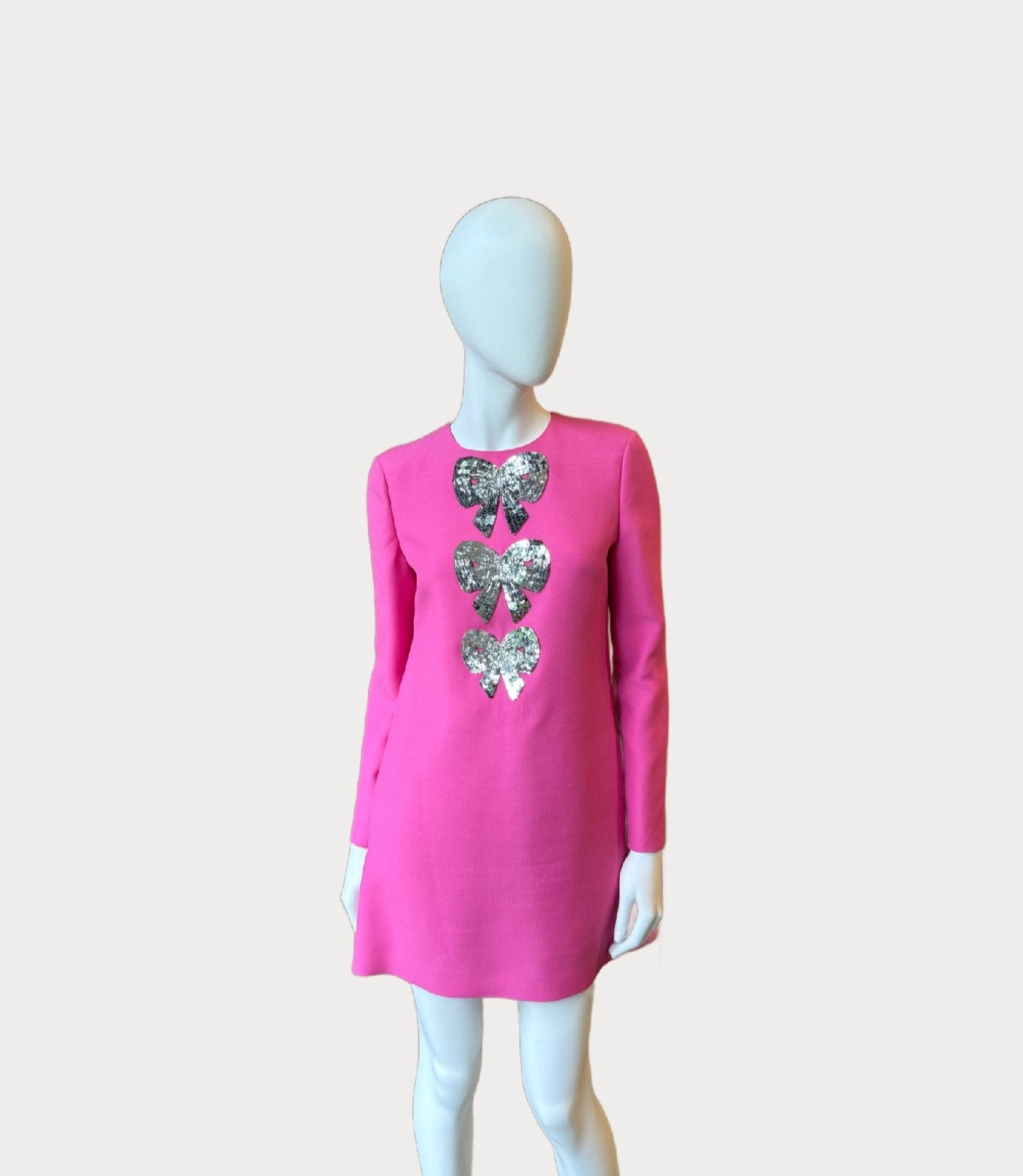 Valentino - Pink Bow Applique Mini Dress