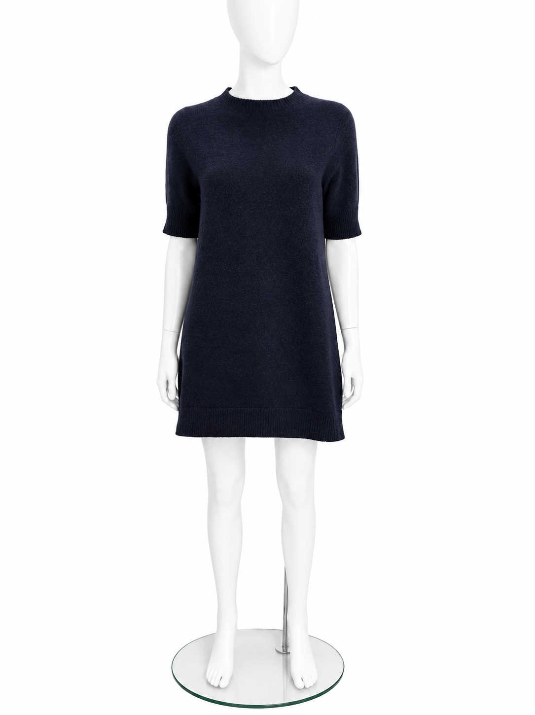 The Row Navy Short Sleeve Cashmere Dress