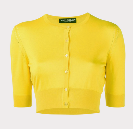 Dolce & Gabbana - Crop Knit Yellow Cardigan - NEW W/ TAGS