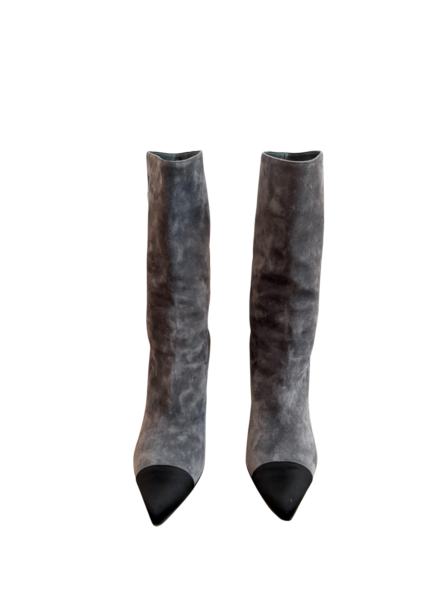 Chanel - Grey Suede Cap Toe Gabrielle Boots