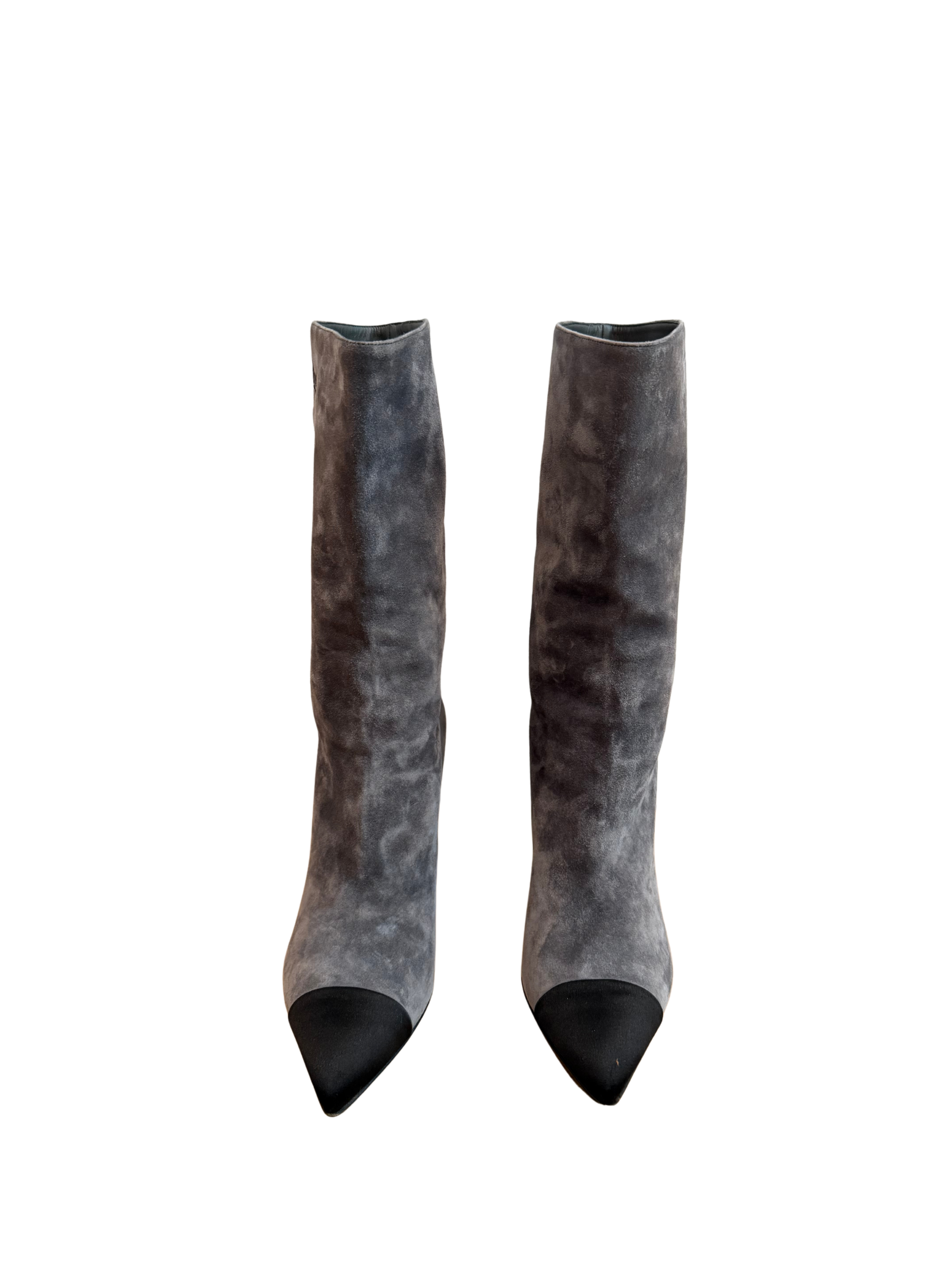 Chanel - Grey Suede Cap Toe Gabrielle Boots – Morgan Stewart's Closet