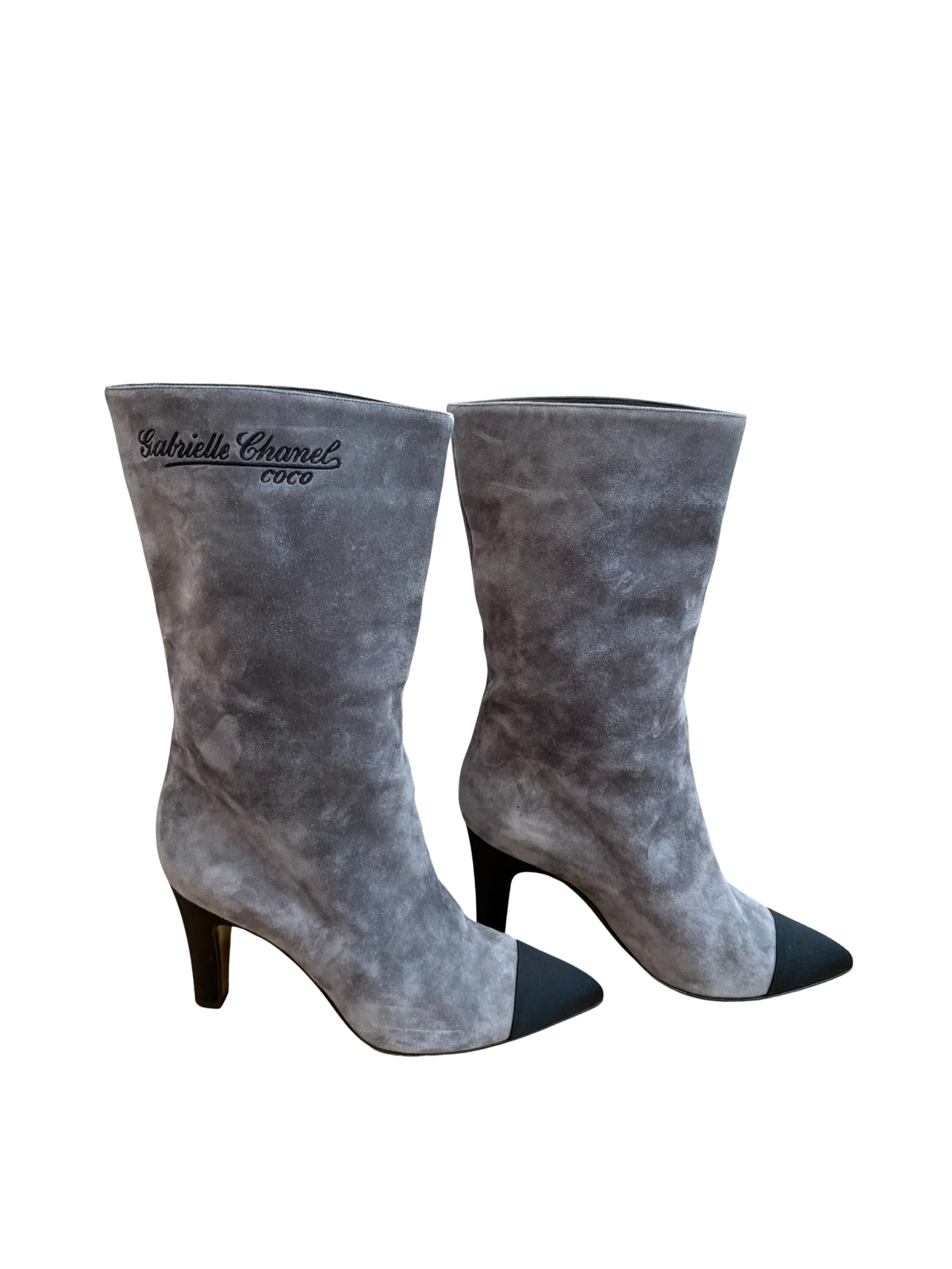 Chanel - Grey Suede Cap Toe Gabrielle Boots