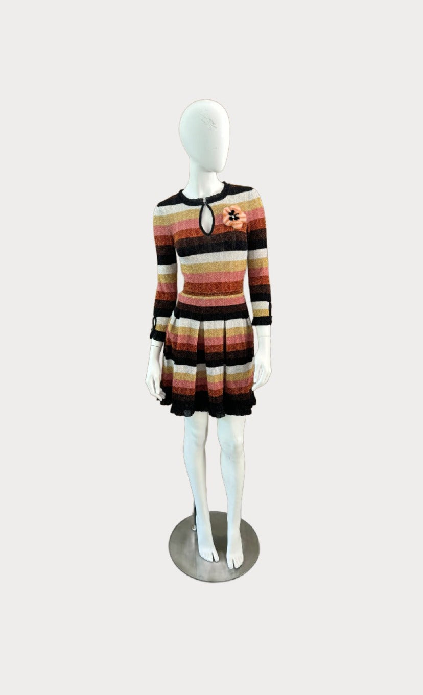 Fendi - Multicolor Metallic Striped-Knit Dress