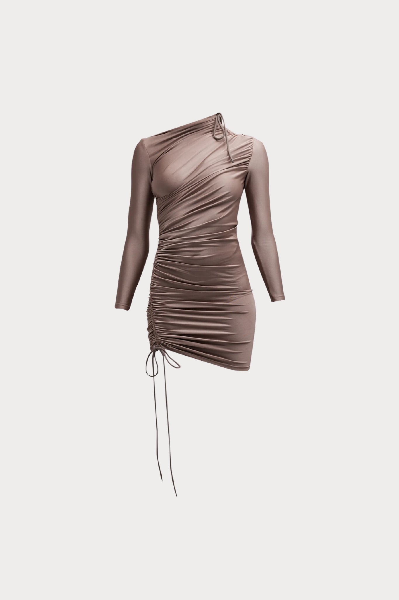 Balenciaga - Ruched Asymmetrical Mini Dress, Taupe - NEW W/ TAGS