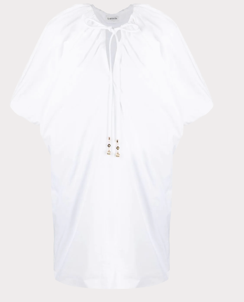Lanvin - Puff-Sleeve Silk Dress - White