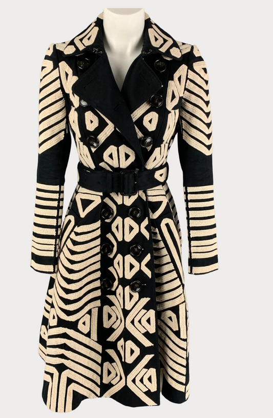 Burberry - Black and White Embroidered Coat - NEW W/ TAGS