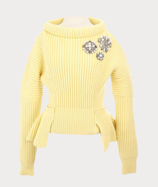 Alexander McQueen - Yellow Sweater with Embellishment